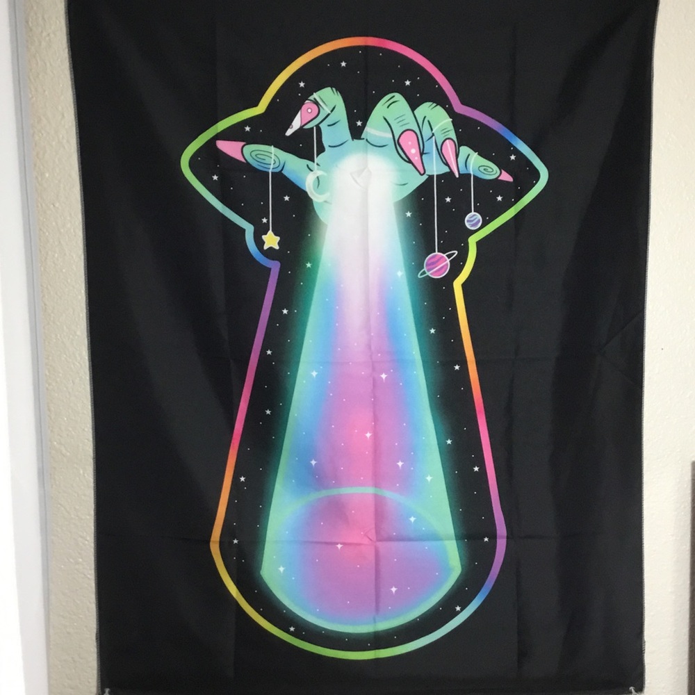 Rainbow space trippy tapestry